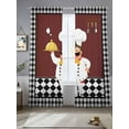thumbnail image 2 of Kitchen Chef Sheer Curtains 84 Inch Long 2 Panels, Black And White P Vintage Laid Knife And Fork Light Filtering Rod Pocket Semi Sheer Curtains, Sheer Voile Drapes for Living Room Bedroom, 52"x84", 2 of 5
