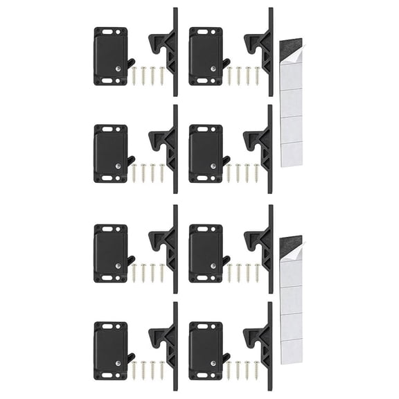 Baguer Rv Drawer Cabinet Latches, 10 Lbs Pull force Abs Child Safety Locks for Kitchen office, 4-Pack Black With Screws and Tape