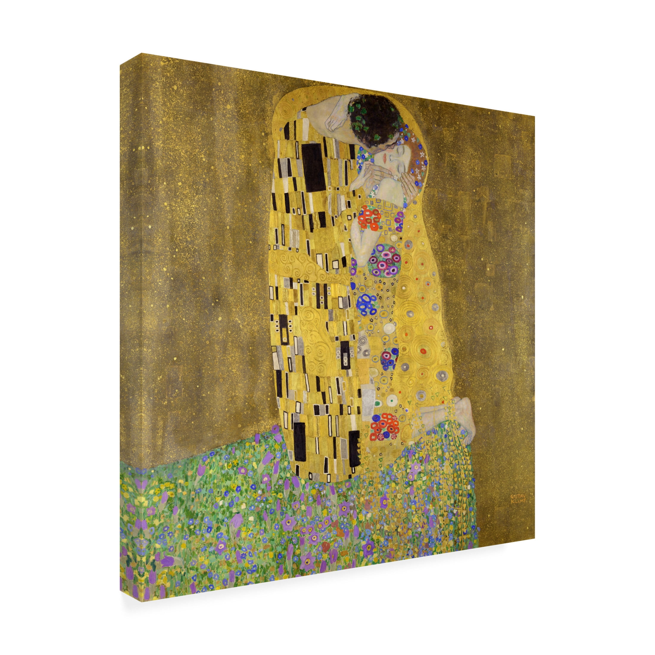 Canvas Wall Art - Pictufy 'The Kiss 1907A1908' Wall Art for Living Room, Bedroom, or Office Décor by Trademark Fine Art - 14 x 14 Inches