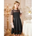 thumbnail image 5 of Arshiner Tween Girls Dress Semi Formal Contrast Mesh Short Sleeve Black Funeral Party Dresses Kids Clothes 11-12 Years, 5 of 7