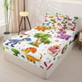 thumbnail image 2 of Metsweet 3D Cute Dino Zipper Twin Comforter Sets with Fitted Sheet and 2 Pillowcases, Cartoon Animal Zipper Bedding Set, Pink Orange Purple,4-Piece, 2 of 6