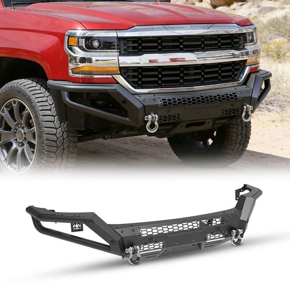 2Pcs/set Mid-Body Front Bumper Side Wings for 2016-2018 Chevy Silverado 1500,Heavy Duty Steel Modular 2 IN 1 Design