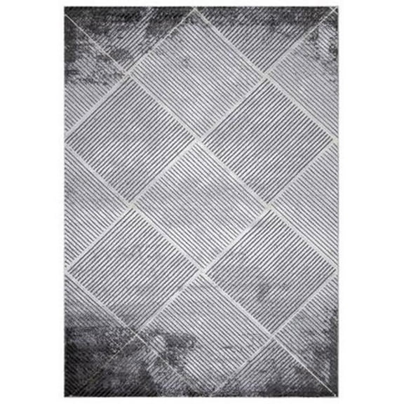 Concord Global Trading 80434 3 x 5 ft. Brighton Matrix Geometric Rectangle Area Rug, Gray
