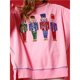 thumbnail image 5 of Sudadera con Lentejuelas de Cascanueces para Mujer, Sudadera Holgada Navideña de Larga con Cuello Redondo Rosa L, 5 of 6