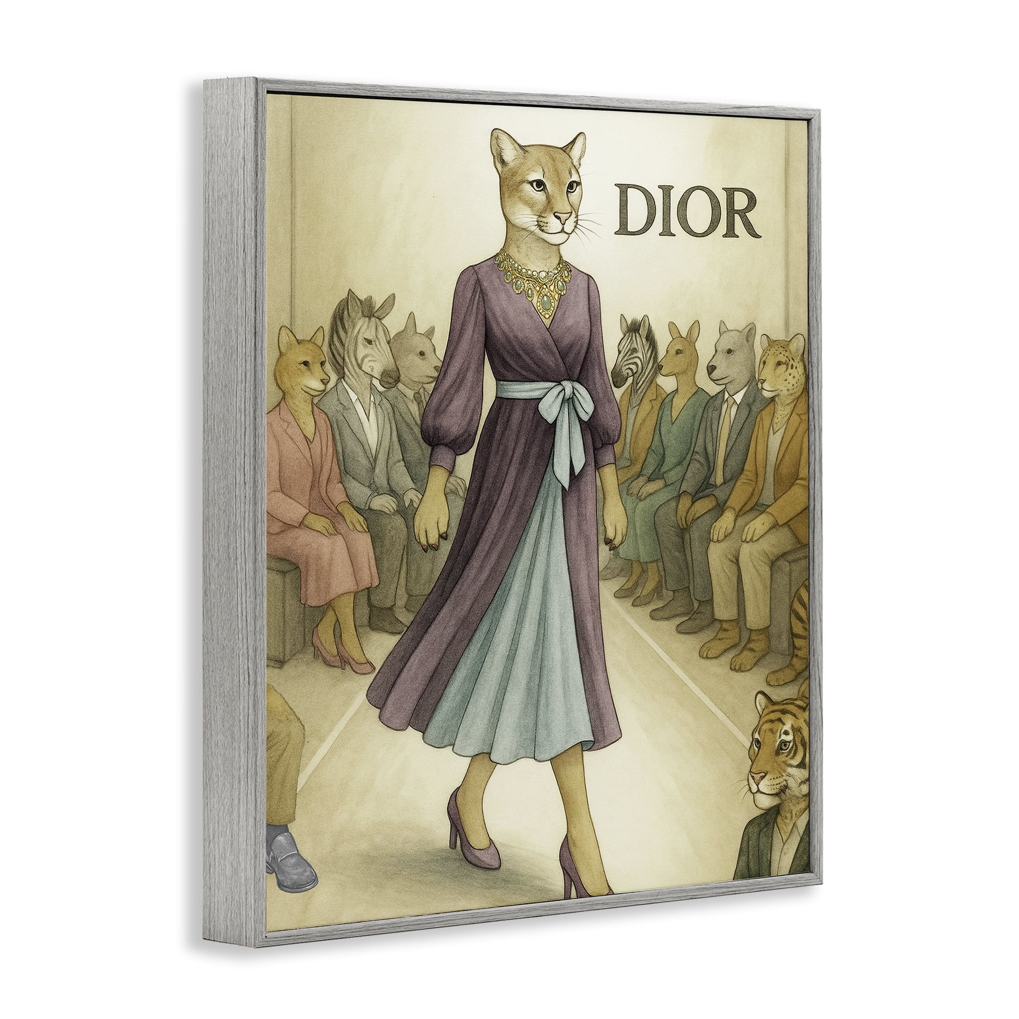 Stupell Industries Fashion Runway Cougar Gray Framed Giclee Art, design by Grotto Studios