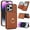 Brown, variant on Wallet Case with Card Holder for iPhone 14 Pro, 360° Rotation Ring Kickstand Magnetic Clasp and Durable Shockproof Cover