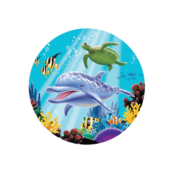 Dolphin Under the Sea Edible Cake Topper Image Cupcakes Ocean Baby Shower Edible