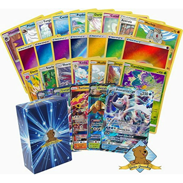 150 Random Pokemon Card Lot 100 Pokemon Cards Gx Foils 50 Energy Cards Pokemon Coin Includes Golden Groundhog Deck Box Walmart Com Walmart Com