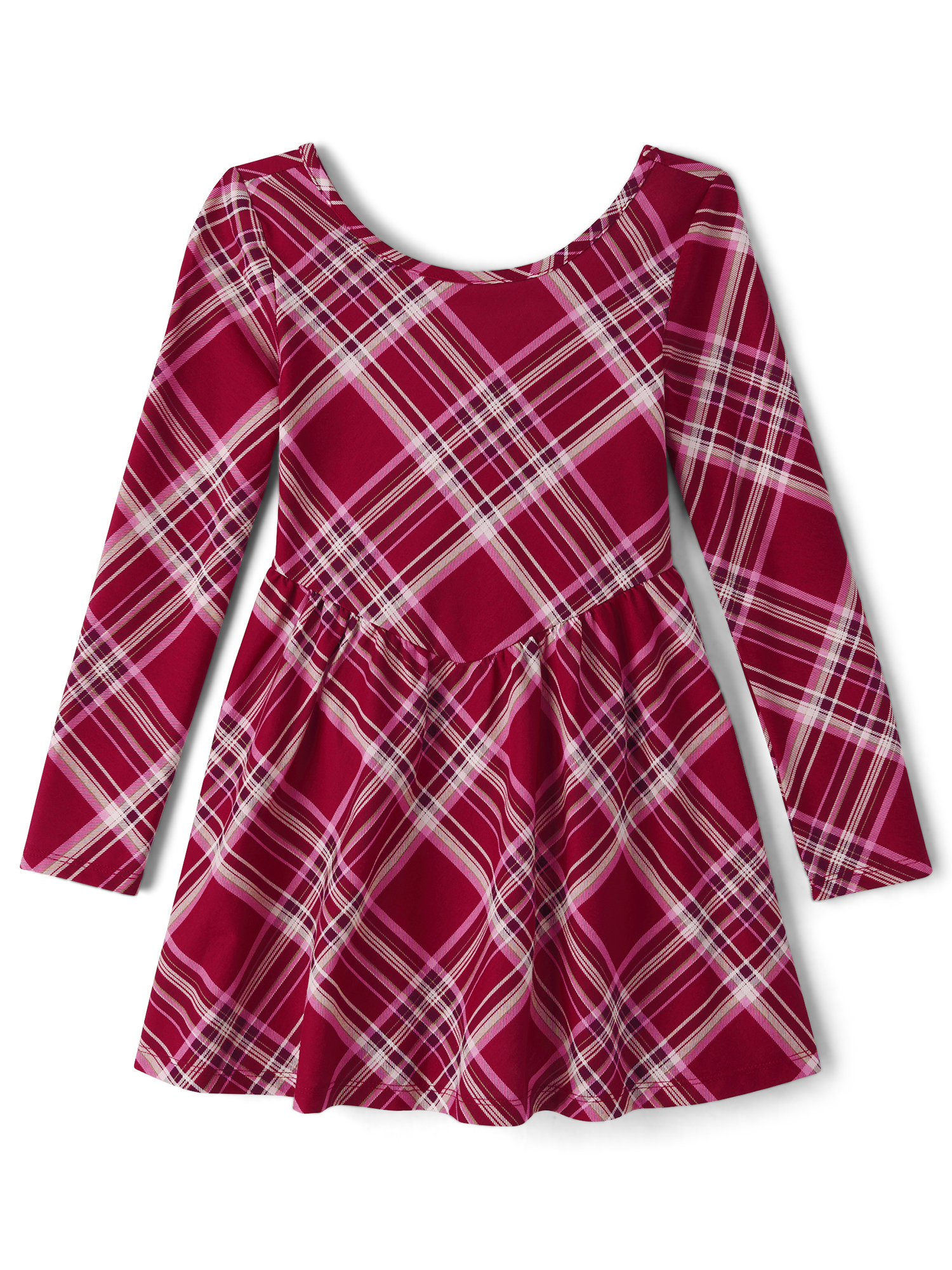 childrens place holiday dress Girls Christmas Long Sleeve Holiday V-Waist Dress - RED