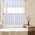 thumbnail image 1 of Waterproof Waffle Weave Valance Curtains for Kitchen or Bathroom Windows - 2 Pack Short Café Rod Pocket Design - Water Resistant, 60" x 15", White - System Default, 1 of 6