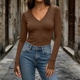 thumbnail image 3 of Auralook Women V‑Neck Long Sleeve Thermal Tops Ladies Base Layer Undershirt for Winter Cold Weather with Thumb Holes, 3 of 9