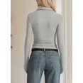 thumbnail image 2 of Weardear Womens Long Sleeve Stretch Crewneck Ribbed T-Shirt Slim Fit Casual Basic Tops, 2 of 5