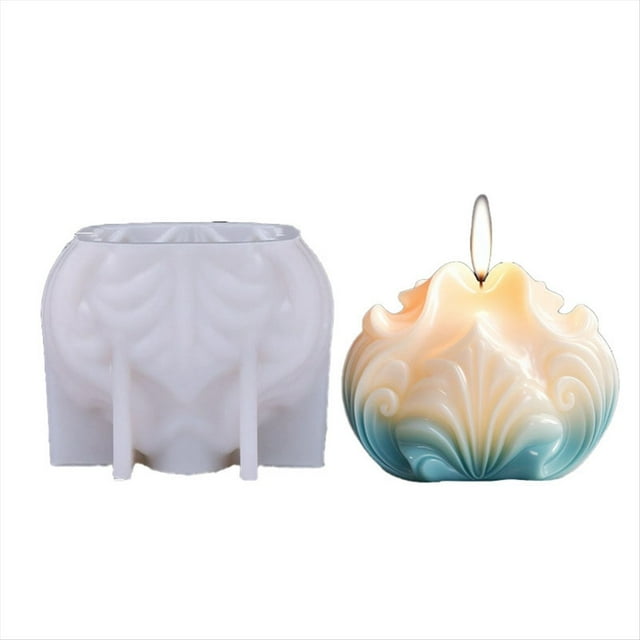 Vela en Forma de Concha 3D Molde de Silicona Rayas Concha Pastel Chocolate Molde de Silicona Jabón Molde Agua Concha Molde,A