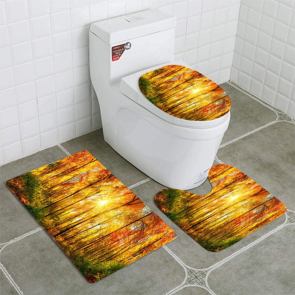GOHAO Forest Panorama in Autumn 3 Piece Bathroom Rugs Set ...