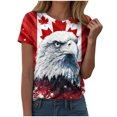 thumbnail image 1 of Ramiter T-Shirts Canada pour Femmes Décontracté à Manches Courtes Basique d'Été T-Shirt Hauts Fête du Canada Blouse à Imprimé Feuille d'Érable Col Rond T-Shirt Rouge,2TG, 1 of 4