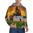 thumbnail image 2 of Picia Fall Village Scenery Pattern Casual Men's Hoodie - Lightweight Hooded Sweatshirt with Kangaroo Pocket, Comfortable Pullover for Everyday, Travel-Large, 2 of 7