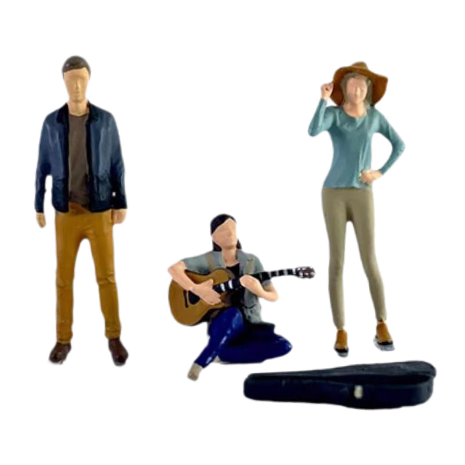 LeeQinersw 3 Pieces 1/64 People Figures Collectibles DIY Crafts Miniature Diorama Guitarist Blue
