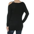thumbnail image 3 of BAR III $45 Womens New 1442 Black Cold Shoulder Long Sleeve Scoop Neck Top S B+B, 3 of 3