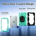 thumbnail image 2 of for iPad Pro 11" 2024 M4 5th Geneartion A2836/A2837/A3006 with Pencil Holder/360° Rotating Kickstand/Grip Handle/Shoulder Strap Kids Girls Heavy Duty Protective 3-Layers Cover, Black+Mint, 2 of 8