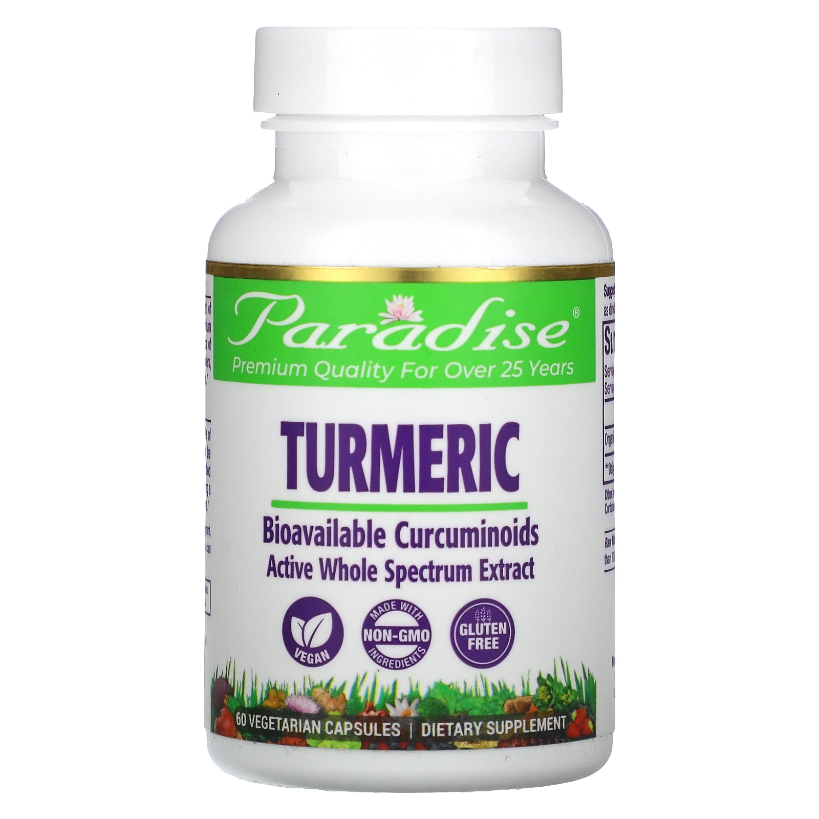 Turmeric, 250 mg, 60 Vegetarian Capsules, Paradise Herbs