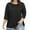 Black, variant on Plus Size Solid Color Women's 3/4 Sleeve T Shirt Nylon/Spandex, Soft, Breathable, Versatile, Multiple Sizes for Daily Wear