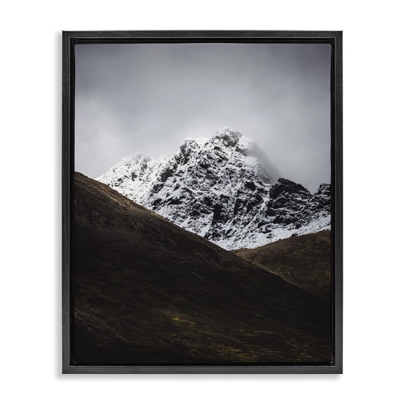 Stupell Industries Farmhouse Icy Mountain Valley Black Floating Frame Canvas Art, 17 x 21, by Daniel Sproul