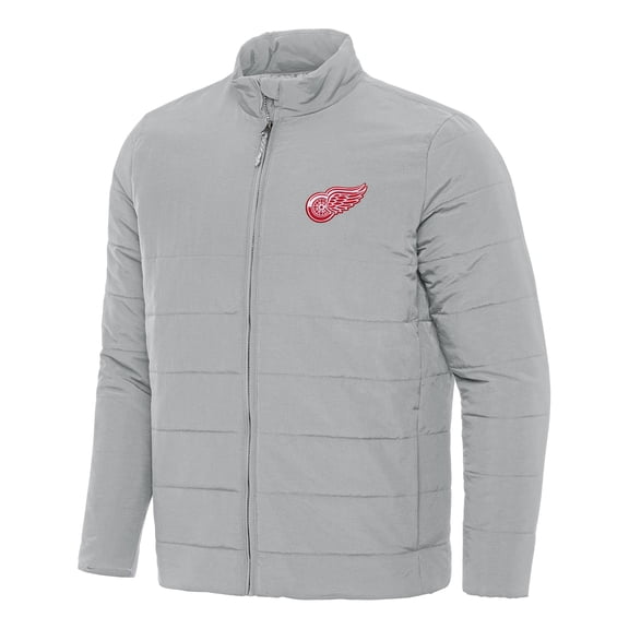 Men's Antigua Gray Detroit Red Wings Swelter Full-Zip Puffer Jacket