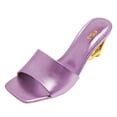 thumbnail image 3 of FSJ Women Fashion Heart Shaped Heel Backless Mules Square Open Toe Slip On Sandals Casual Wedding Dress Slides Shoes Size 5.5 Purple, 3 of 5