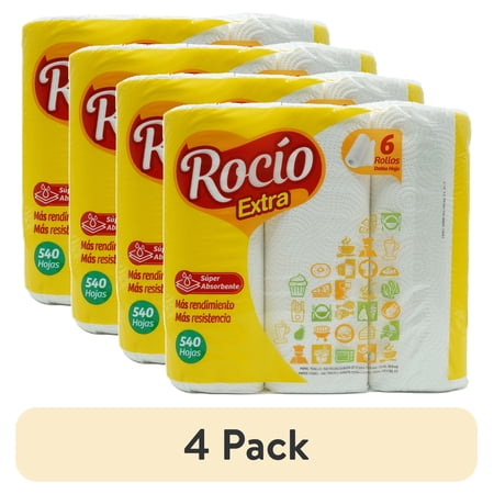 (4 pack) Rocio Super Absorbent Paper Towel, 2 Ply, 6 Rolls