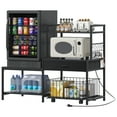 thumbnail image 4 of Mini Fridge Stand with Storage, ETASE Microwave Stand with Power Outlet, Mini Refrigerator Stand with Movable Storage Basket, Heavy Duty Baker's Rack for Dorm Home(Black), 4 of 12