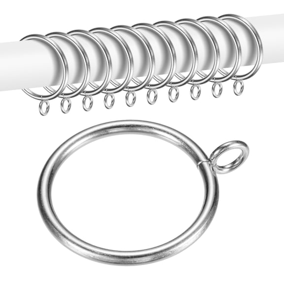 Uxcell 10-Pack Curtain Ring with Eyelet 1.5 Inch ID Fits Up to 1/2 Inch Curtain Rod Silver Metal Drapery Rings