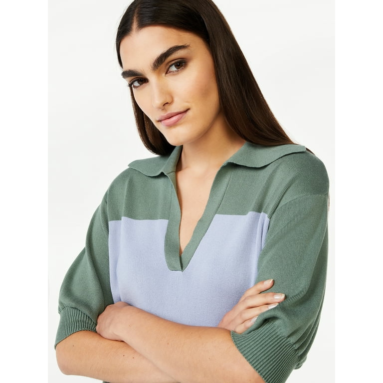 Free Assembly Women s Rugby Polo Sweater Walmart