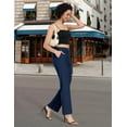 thumbnail image 5 of Little Donkey Andy Women's Stretchy Straight Leg Dress Pants Business Casual Elastic Waist Cropped Work Pants with Pockets Blue S, 5 of 7