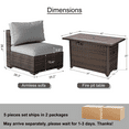 thumbnail image 3 of Grezone 5 PCS Outdoor Patio Furniture Set with Fire Pit Table, Wicker Patio Conversation Set, Grey, 3 of 10
