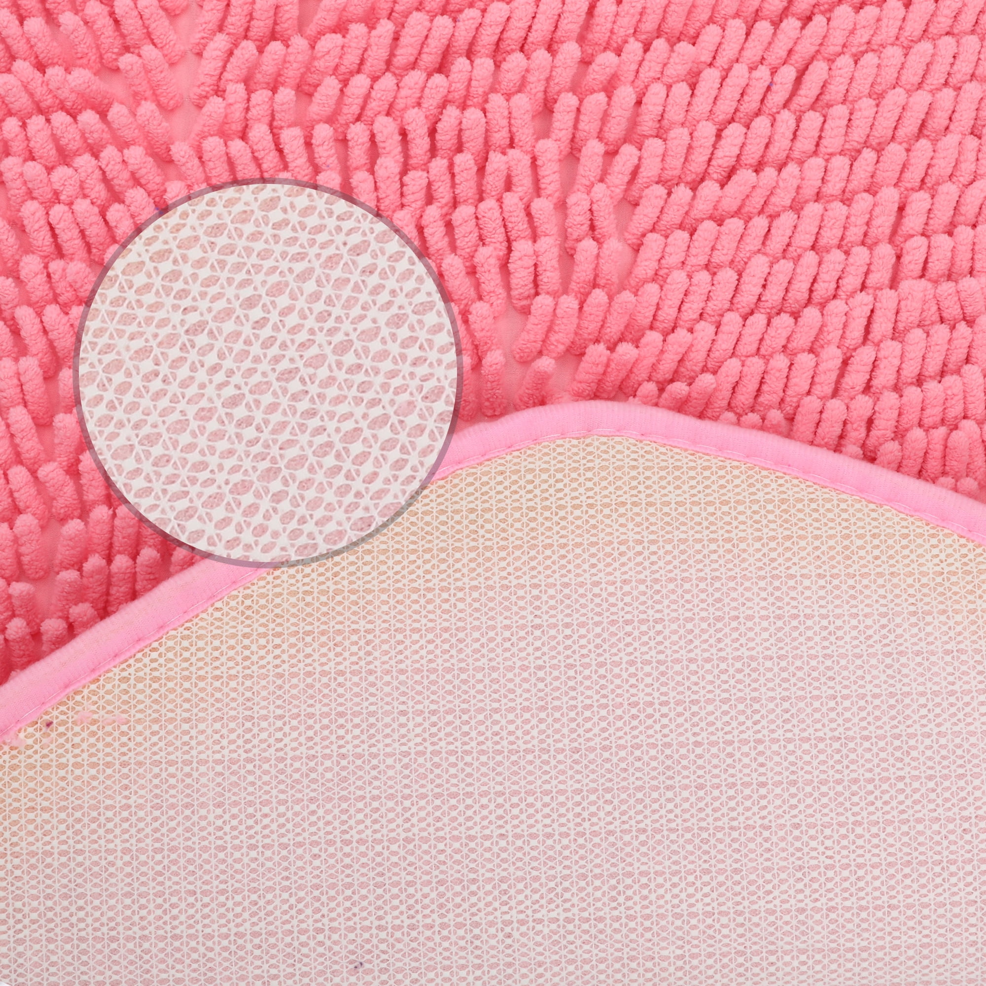 Unique Bargains Heart Shaped Chenille Bath Rugs Soft Shaggy Bath Mat Pink 28" x 32"