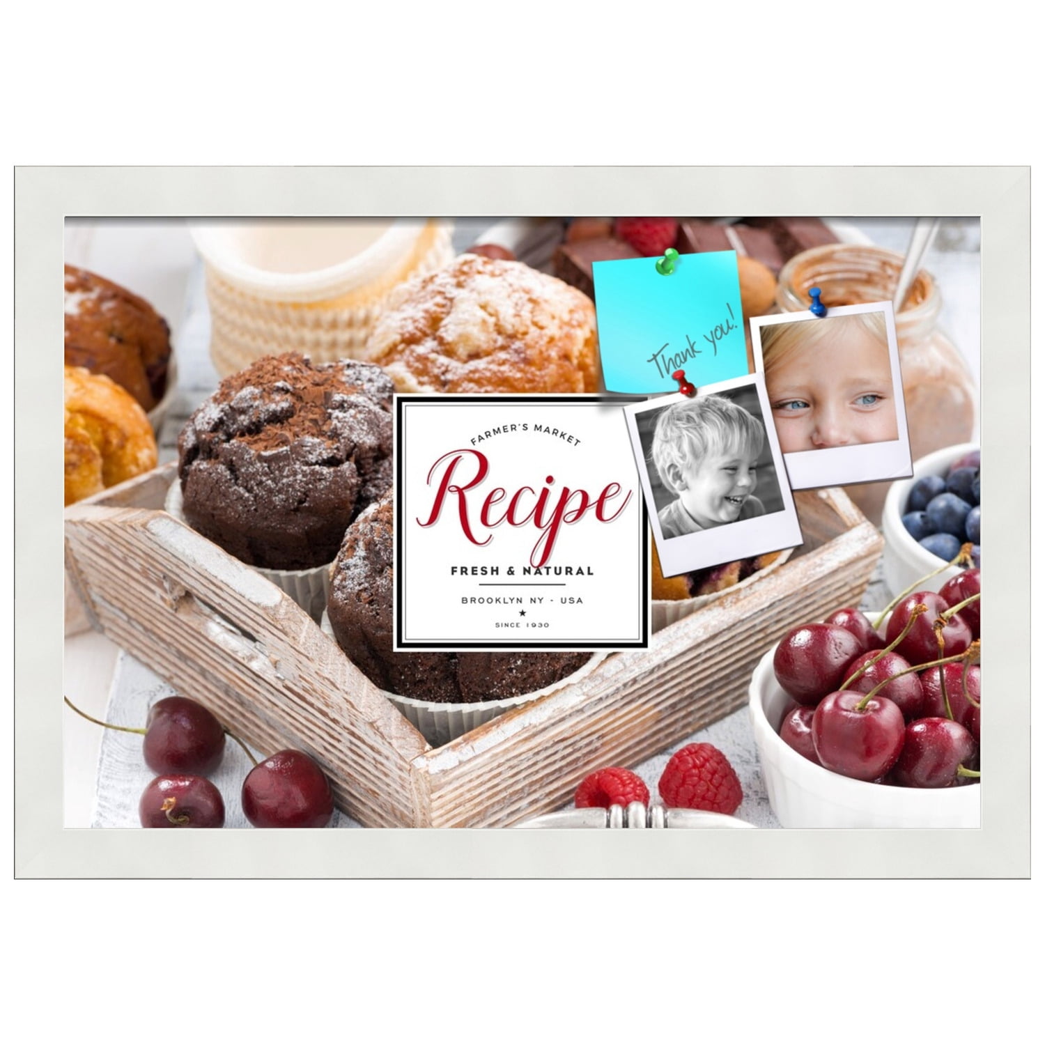 PinPix 18x12 Custom Cork Bulletin Board Baked Goods Poster Board Has a Fabric Style Canvas Finish, Framed in Baked Goods, by ArtToFrames (PinPix-1368)