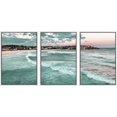 thumbnail image 1 of PixonSign Framed Canvas Print Wall Art Set Sunset Over Coastal Ocean Beach Shore Urban Architecture Photography Realism Scenic Landscape Decorative Colorful Multicolor for Bedroom - 24"x36"x3 White, 1 of 5