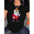 thumbnail image 1 of Women's Cartoon Cowboy Santa Graphic Tee - Casual Round Neck Short Sleeve T-Shirt, Soft Polyester Blend, Fun Holiday Summer Top, White, 1 of 6