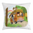 thumbnail image 1 of Camper Throw Pillow Cushion Cover, Boy Scouts Going Camping Children Cartoon Outdoor Adventure Themed Illustration, Decorative Square Accent Pillow Case, 20 X 20 Inches, Multicolor, by Ambesonne, 1 of 2