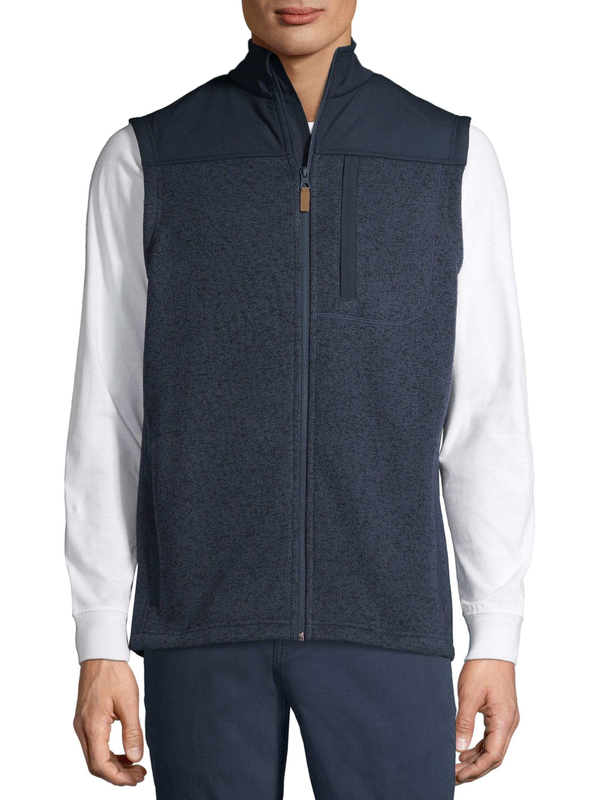 Mens Fleece Vest Full Zip Outdoor Windproof Water-Resistant Active Sleeveless Vest with 4 Pockets 