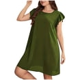 thumbnail image 2 of gljltg Pregnant Short Dress for Women Round Neck Casual Outdoor Summer Stylish Solid Color Flare Short Ruffle Sleeve Shirt Dress Maternity Loose Dress, 2 of 6