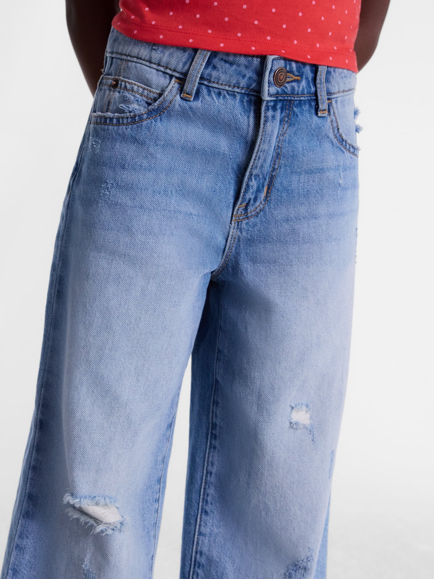 Wonder Nation Girls Baggy Wide Leg Jean, Sizes 5-18