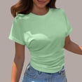 thumbnail image 6 of Women Tshirts Ladies Lightweight Short Sleeve Tee Soft Blend Classic Crew Neck Relaxed Fit Light Green XXXXL, 6 of 7