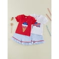 thumbnail image 4 of AceBaby Little Girls 4th of July Outfits 6M-4T Summer Ice Cream Embroidery Tops and Striped Shorts Set, 4 of 10