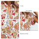 thumbnail image 5 of Camiseta con cuello en V para mujer, manga corta, blusas informales estampadas holgadas para uso de verano, flor amarilla S, 5 of 6
