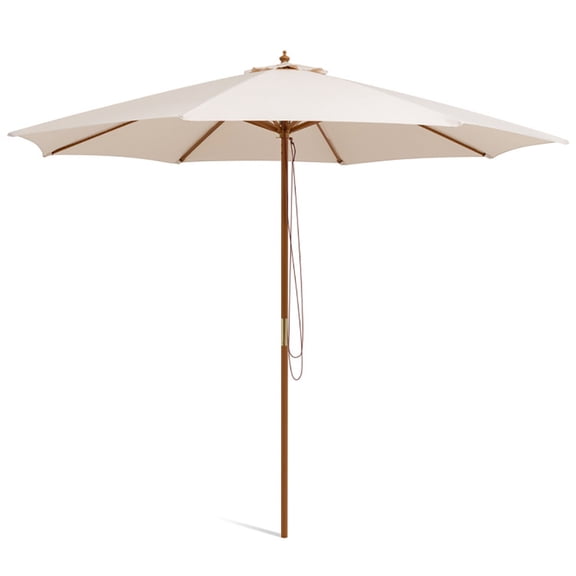 Aimee Lii 10 Feet Patio Umbrella with 8 Wooden Ribs and 3 Adjustable Heights, Sunbrella Patio Umbrellas, Beige