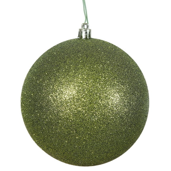Vickerman 10" Olive Glitter Ball Drilled Cap - N592514DG