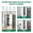 thumbnail image 5 of Garage Storage Cabinet, Alvantor 71" Tall Metal Garage Cabinet with Doors and 3 Adjustable Shelves, Lockable Tool Storage Cabinets for Garage, Home, Office White, 5 of 7