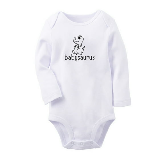 Babysaurus Cute Novelty Rompers, Newborn Baby Unisex Bodysuits, Infant Jumpsuits, Toddler 0-12 Months Kids Long Sleeves Oufits (White, 6-12 Months)