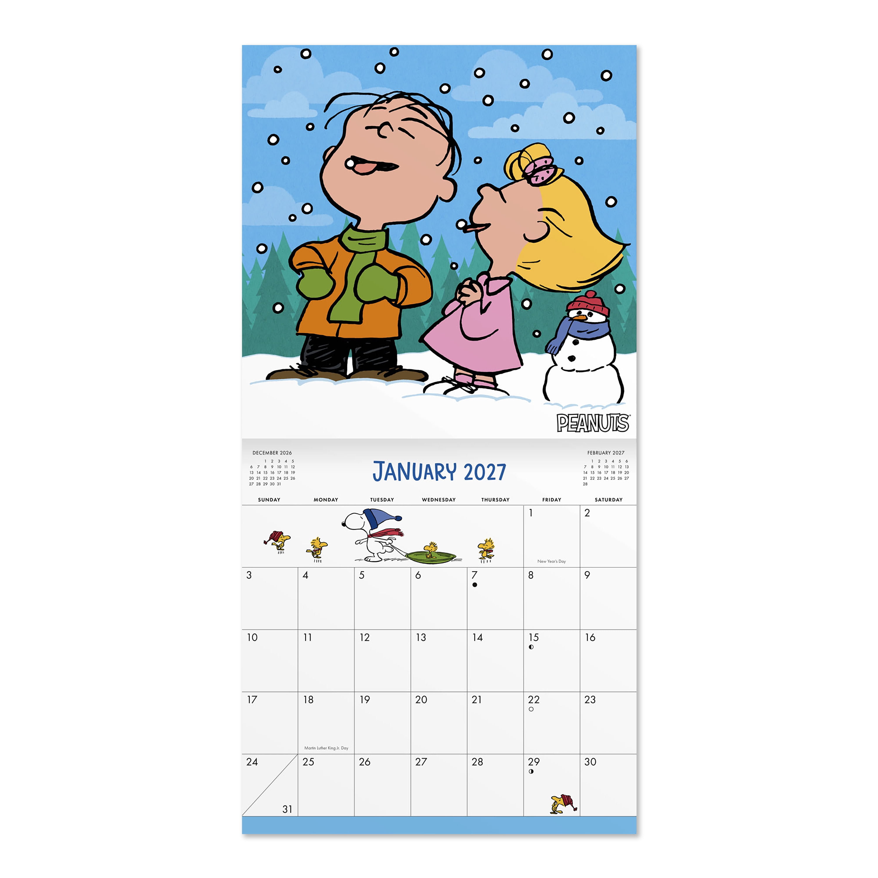 2027 Peanuts Wall Calendar 12x12 January-December Gridded
